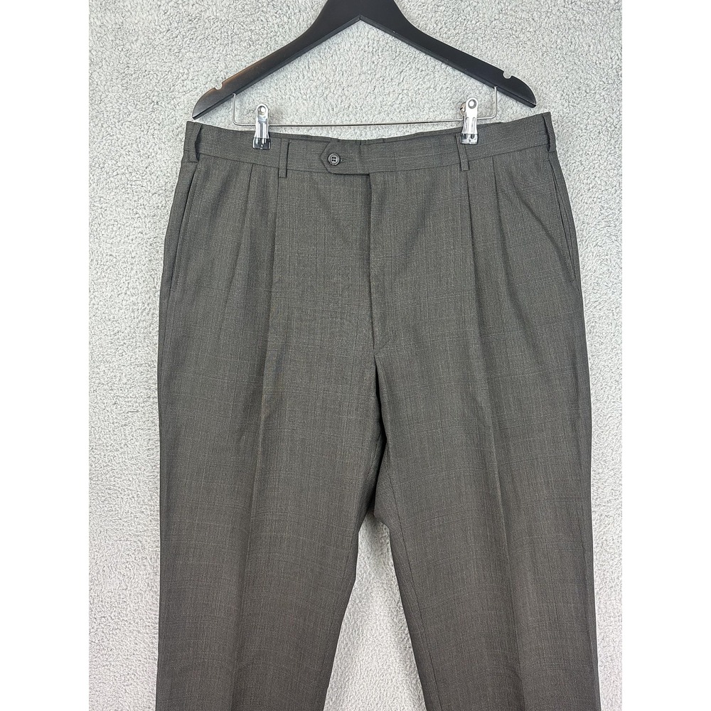 Jos A Bank Dress Pants Mens 35x29 Gray Pleated Wool Classic Fit Formal Trousers